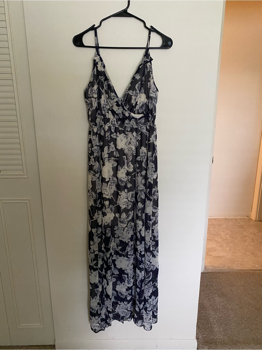 Soprano Navy Maxi Dress with White Floral Print